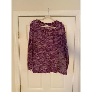Fashion Bug- Purple Print VNeck Long Sleeve Top- Size 2X